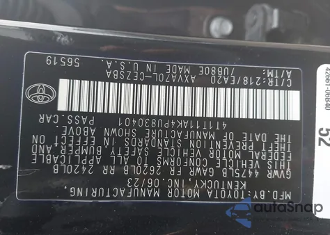 2023 Toyota Camry Se from USA, damaged, VIN 4T1T11AK4PU830401